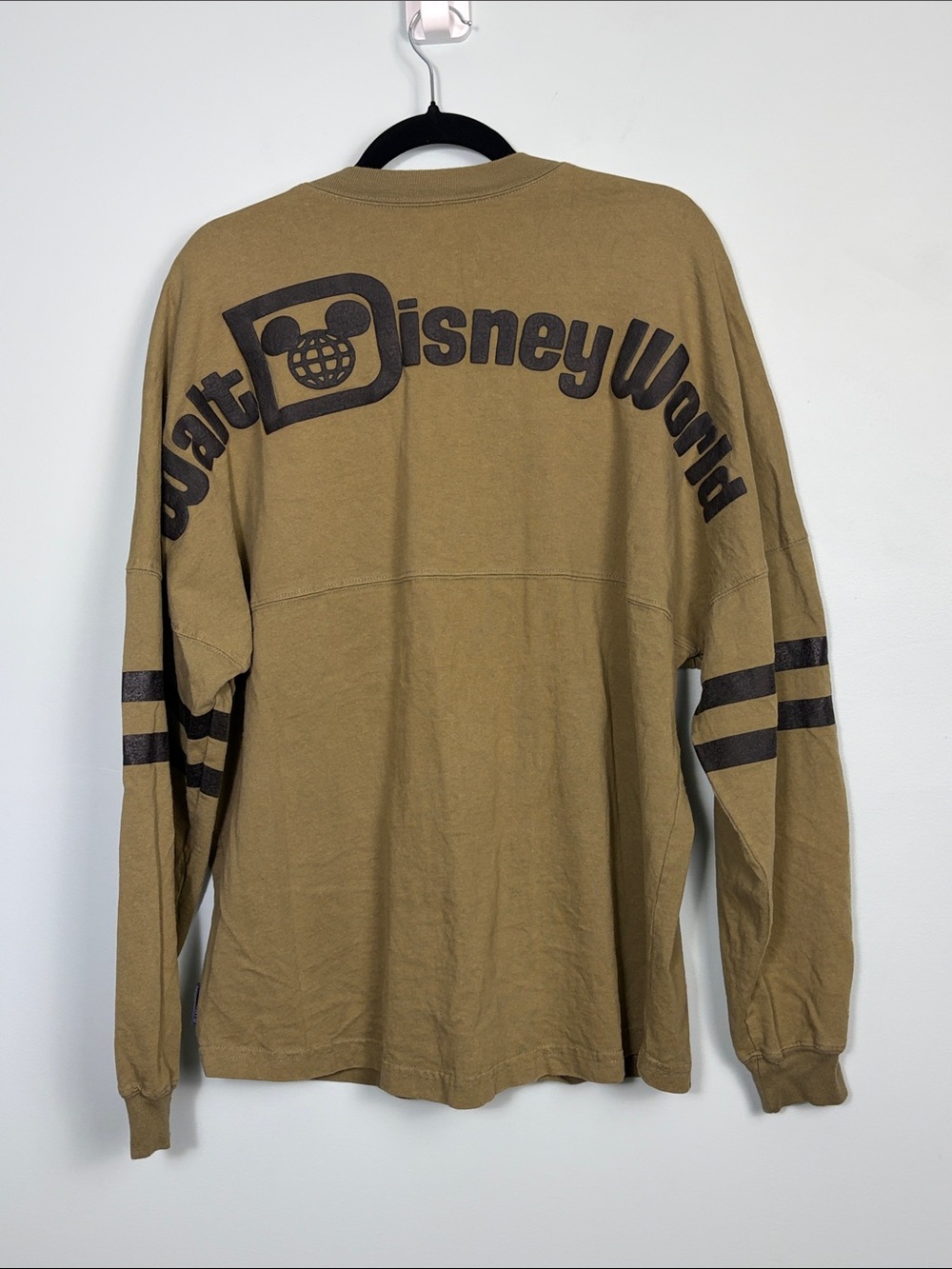 Walt Disney World Parks Spirit Jersey Adult Size XL Olive Green Long Sleeve Flaw